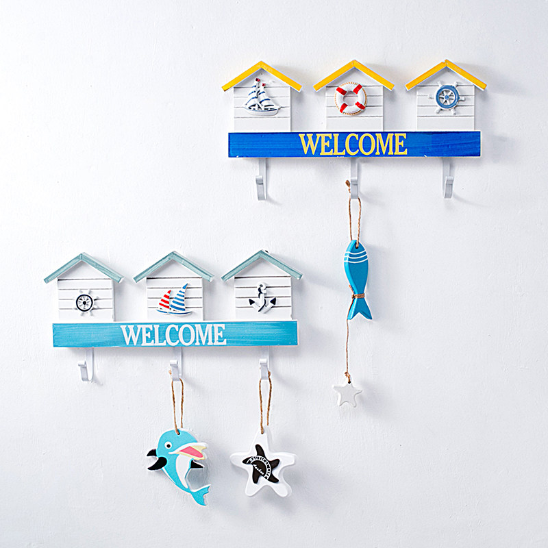 Mediterranean decorative hook living room porch clothing store coat key wrought iron hook creative wall hanging pendant