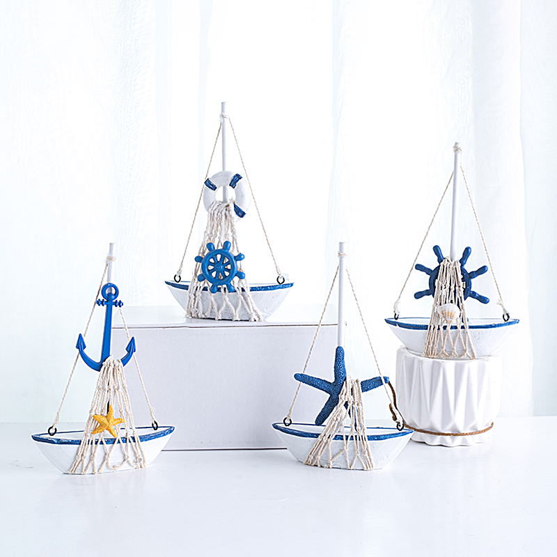 Mediterranean sailing model of a sailing boat creative desktop furnished wooden wooden wooden boat decoration crafts