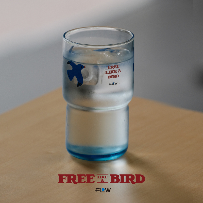 Flow Free Flying Bird Blue Glass Cup·Gift Good-Looking High-Value Office Coffee Cup Wine Glass for Home Use