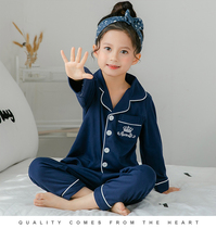 Childrens pajamas womens cotton long-sleeved spring and autumn boys and girls childrens summer thin childrens home clothes baby suit