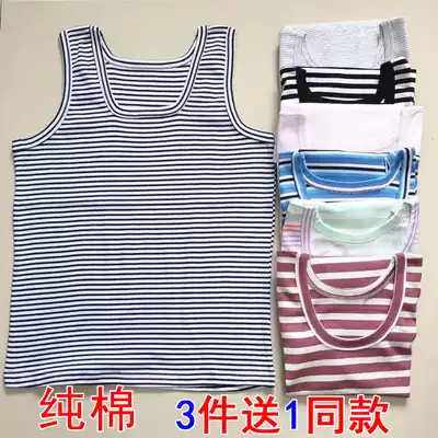 Middle-aged and elderly women's cotton striped sweatshirt sleeveless top old lady with base shirt summer