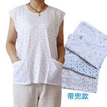 Middle-aged and elderly wide-shouldered vest female old cotton sleeveless pajamas old lady home clothes with pockets