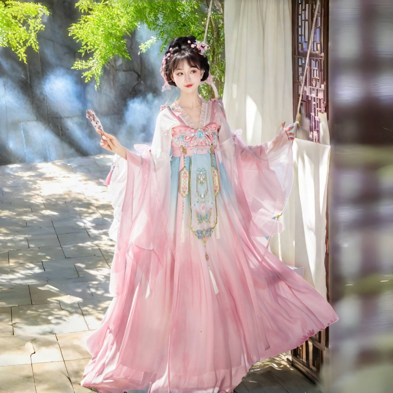 Daitang Original Hanfu Women's New Style Chest-Length Han Elements Modified Daily Fairy-Like Ancient Costume Dress Spring/Summer Thin Set Daitang Original Hanfu Women's New Style Chest-Length Han Elements Modified Daily Fairy-Like Ancient Costume Dress Spring/Summer Thin Set