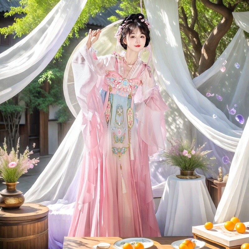 岱棠原创汉服女新款齐胸汉元素改良日常仙气古装裙子春夏薄款套装:穿越时空的仙气美裙!-汉服套装-淘宝好物网