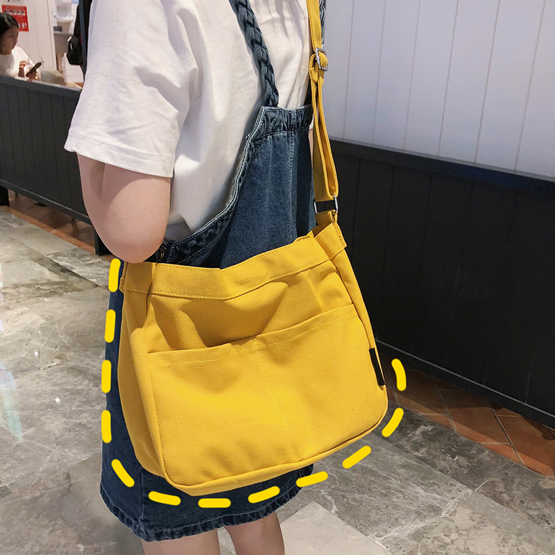Canvas Bag Single Shoulder Inclined Cross Large Capacity Female Original Juku and Art Students Jane about Japan-ROK fashion hand carrying cloth bag