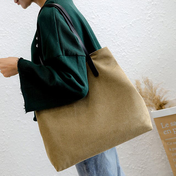 Canvas bag 2021 new large bag fashion simple environmental protection bag canvas bag large capacity handbag retro shoulder bag