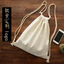 Canvas Korean version of the bundle pocket backpack student sports cotton pull drawstring bag small backpack printing custom LOGO