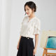ເສື້ອຢືດ Jinyuan chiffon ແຂນສັ້ນຂອງແມ່ຍິງ 2022 summer ຮູບແບບໃຫມ່ sleeve petal ການອອກແບບ niche ເທິງ A222105