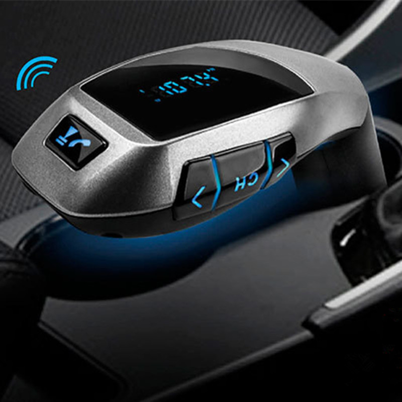  Car Bluetooth Hands-Free Phone Wireless Headset 4.0 FM Transmitter Audio MP3 Music Charging