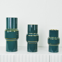 Light luxury wind gold edge Vase ornaments living room inserted dry flower home dining table modern TV cabinet American decorations