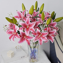 Ultra-realistic high-end Lily simulation flower fake flower living room table flower setting high-end decorative dried flower bouquet ornaments