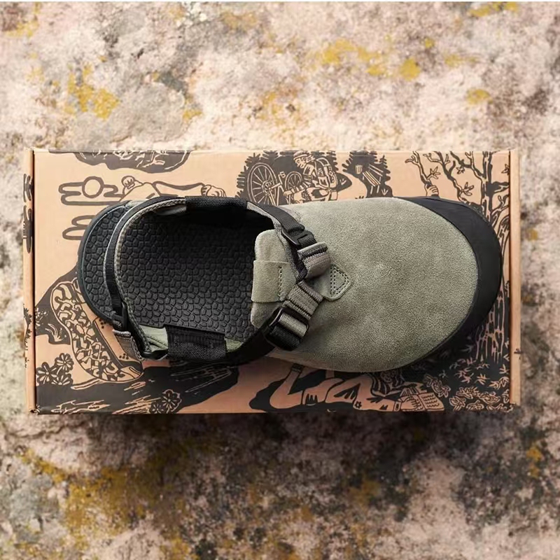 American-Style Outdoor Mountainclog Genuine Leather Mountain Clogs, Closed-Toe Birkenstock Slippers, Retro Adjustable Sandals for Men