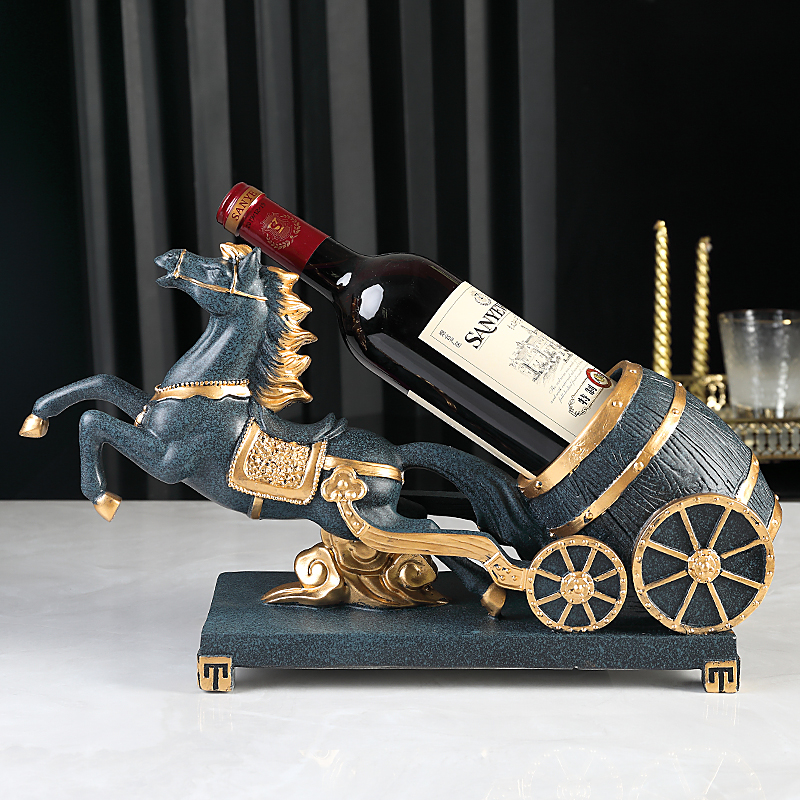 American creative wine cabinet entrance decoration red wine rack ornament European high-end light luxury horse craft gift ornament housewarming gift