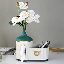 Light luxury tissue box bedroom coffee table ornaments paper towel remote control storage box multifunctional flower arrangement paper box