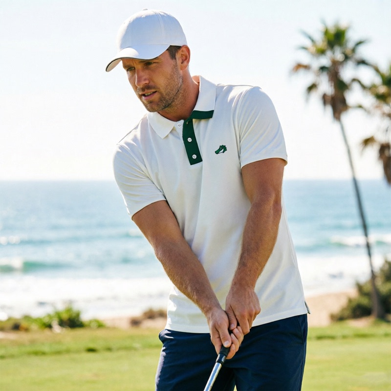 Hazardhunter American Golf Crocodile Light Luxury Sports Elastic Quick-Drying Breathable Color-Blocking Polo Shirt for Men