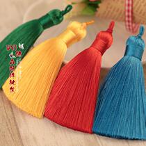 High-grade pure handmade short fat exquisite Chinese knot silk rayon tassel spike bag hanging car key pendant
