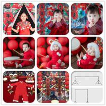 New Years Theme Childrens Studios Photographic background props Spring Festival Festive Chinese Wind Network Red Couplets Photo Background Cloth