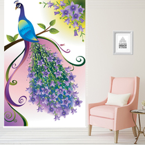 Peacock pattern fashion office decoration background painting home sunscreen custom roller curtain partition door curtain