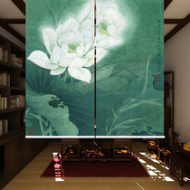 Chinese painting lotus office study room sun protection lifting roller curtain background curtain window publicity curtain