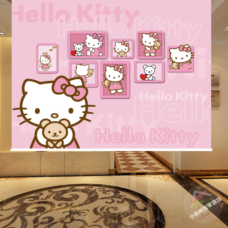 Fashion New Cute Cartoon Kitty Cat Pink Roller Shutters Customized Children Shading Decorative curtains Hello Fig.