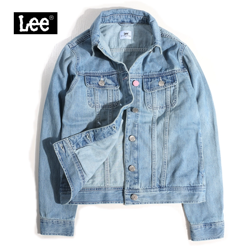 Áo khoác denim nữ sáng màu mùa xuân và mùa thu của Lee phụ nữ phù hợp với tất cả các kết hợp áo khoác ngắn mỏng nhẹ nhàng L374143HH9SN - Áo khoác ngắn