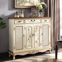 American countryside Xuanguan Shoe cabinet minimalist lockers Entrance Large Capacity Entrance Door Containing Color Painted Shoe Rack Door Hall Partition