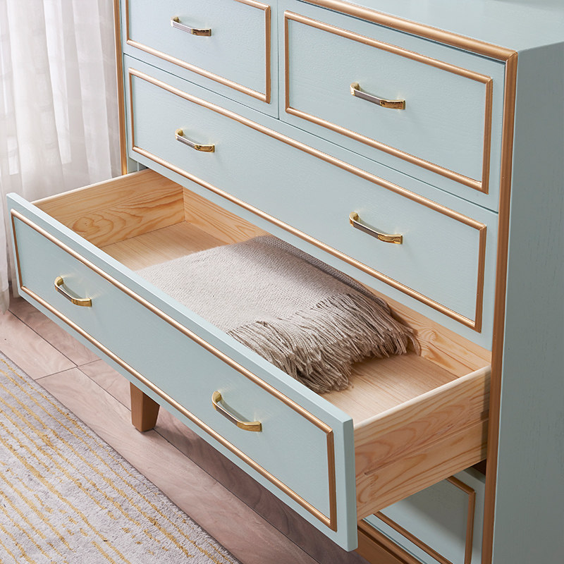 American Country Light Luxury Five-Bucket Solid Wood Draw Locker Modern Simple Nordic Bedroom Cabinet