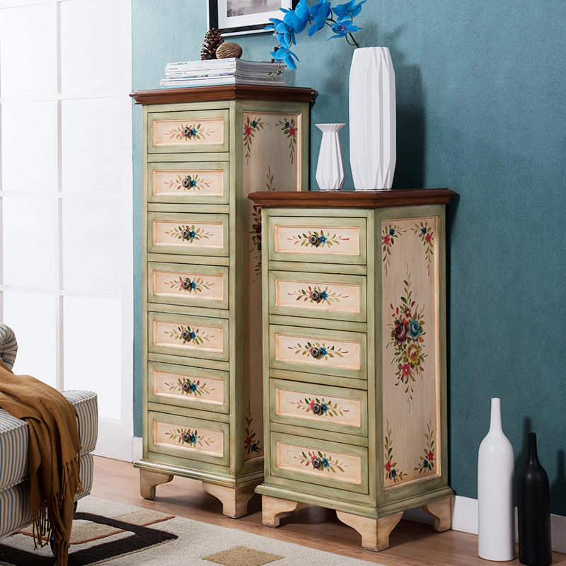 American Five-Bucket Complete Living Room Cabinet Cabinet Bedroom Restore Color Seven-Bucket Solid Wood Drawer Cabinet