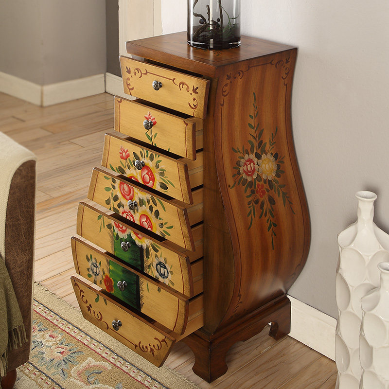 American seven bucket chest vase decoration cabinet bedroom bedside storage storage cabinet small drawer cabinet retro painted bucket cabinet