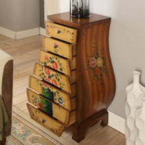 American Seven Bucket Cabinet Vase Decoration Cabinet Bedroom Bedside Storage Containing Cabinet Small Drawer Cabinet Retro Painted Bucket Closet