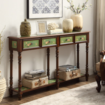 American countryside color painting Xuan Guanttai to make old retro long table entrance door director Gallery Aisle Xuan Guan Table Sofa Back A Few