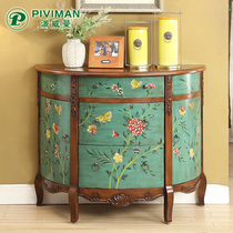 American countryside made of old hyun Guan Cabinet Creative Semicircle Entrance Side Cabinet Veranda Door Hall Closet color drawing Living room Partition Cabinet