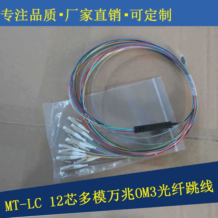Mt-Lc12 Core Multimode 10g Om3 Ribboned Colored Fiber Optic Patch Cord 1m Mt-Lc Fiber Optic Cable Mt to Lc Mt-Lc12 Core Multimode 10g Om3 Ribboned Colored Fiber Optic Patch Cord 1m Mt-Lc Fiber Optic Cable Mt to Lc