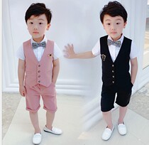 Boy wedding dress suit 2 Summer 3 flower girl child host small suit boy 4 handsome 5-year-old performance suit