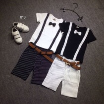 Boys summer short-sleeved suit 2 Childrens cotton shorts two-piece set 3 Baby T-shirt 6-year-old boy five-point pants tide