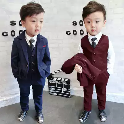 2017 New Boy suit three-piece set 2-4-6-8 years old boy flower girl dress little boy solid color coat