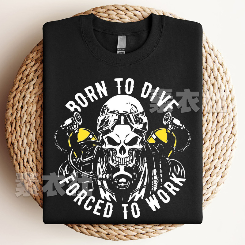 Scuba Diving Enthusiasts' T-Shirt Merchandise Scuba Diving Born to Dive Island Deep Diving Short-Sleeved Shirt