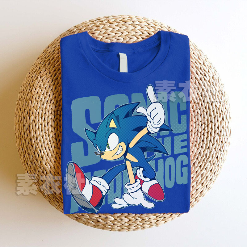 Sonic the Hedgehog Short-Sleeve Game Movie Merchandise Children's Adult Super Sonic Hedgehog Sonic Versatile T-Shirt Pure Cotton