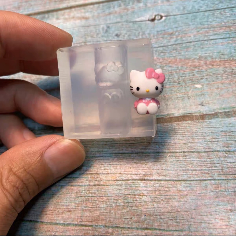 Black Leather Hello Kitty Kt Cat Sitting Posture Ice Cream Kt Cat Art Nail Mold