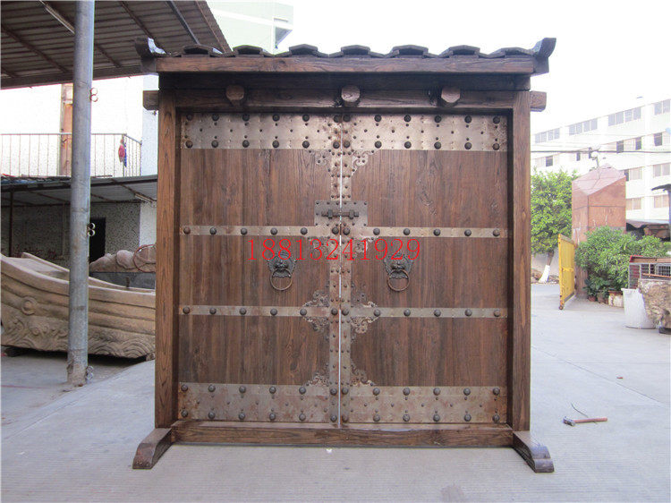 Solid wood old elm gate house villa classical gate tea house club villa courtyard entrance door antique gate custom
