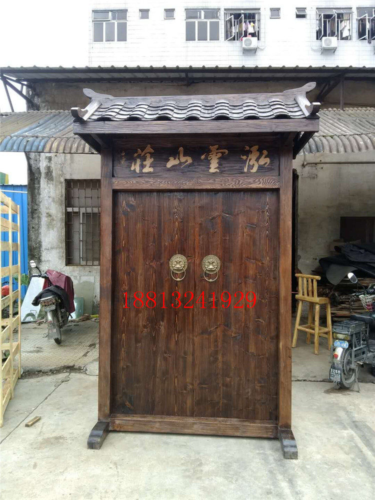 Solid wood gate antique gate old elm enter the door of the door wall door of the door of the Tea House decoration of the retro-custom