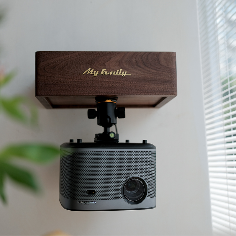 Projector Ceiling Mount Bracket in Black Walnut with Hidden Socket for Xgimi Rs20, 10, Jmgo N3, and Dangbei F7 Projector Ceiling Mount Bracket in Black Walnut with Hidden Socket for Xgimi Rs20, 10, Jmgo N3, and Dangbei F7