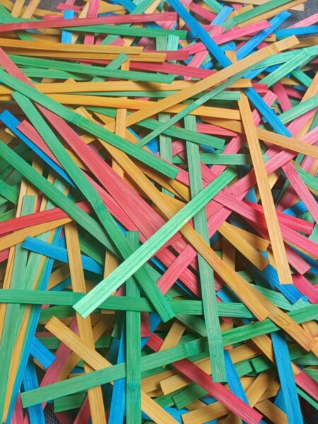 Colorful Bamboo Strips for Handmade Kindergarten DIY Weaving, Dyed Bamboo Strips, Bamboo Weaving Fan, Bamboo Weaving Boat Material Kit, Bamboo Pieces