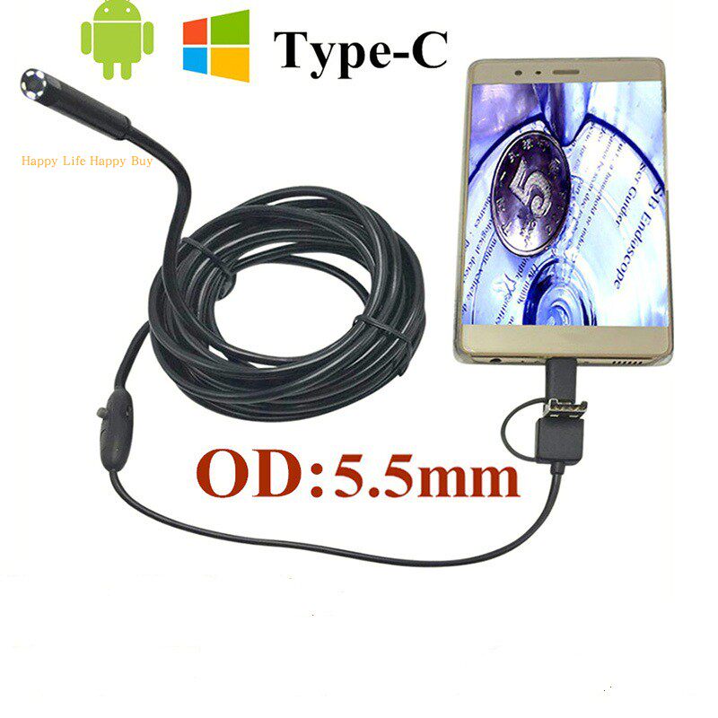 5 5mm 3 in 1 Endoscope Type-C Android PC Borescope Camera