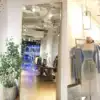 Clothing store mirror Stainless steel gold light luxury full-length mirror Full-body floor-standing mirror Thin and high Elongated narrow edge full-length mirror