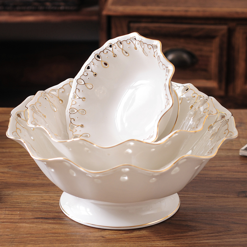 European-style fruit plate set simple ceramic high-end fruit plate large modern coffee table decoration fruit plate creative living room