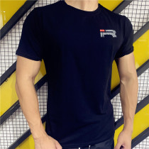 Summer fitness casual short-sleeved mens sports crew neck t-shirt Cotton breathable bodybuilding loose running top
