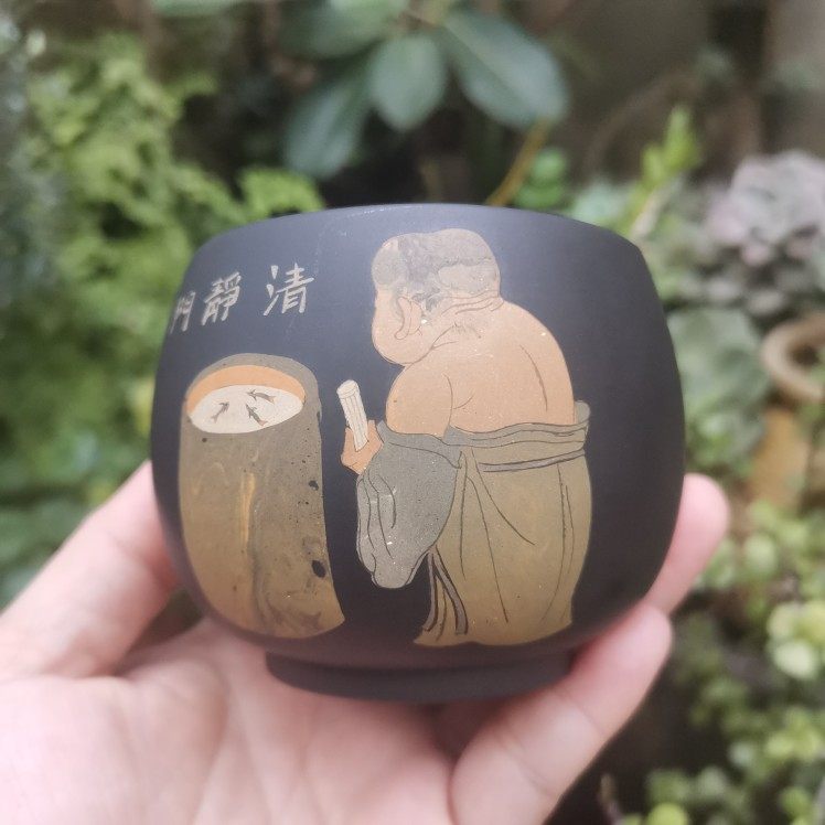 Jianshui purple pottery color filling master cup Liu Jinjun handmade multi-channel color filling residual post Luohan master cup 160mL