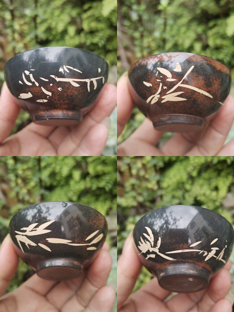 Jianshui purple pottery tea cup old factory 90s seven-head cup old pottery plum orchid bamboo chrysanthemum set collection boutique