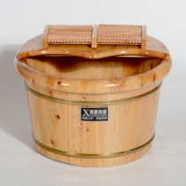 Cypress foot bath foot bucket wooden wooden bucket household small wooden basin foot wash basin massage foot therapy bucket artifact heat preservation belt cover